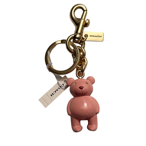 Coach Pink Bear Keychain Key FOB NWT